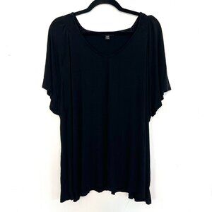Lane Bryant Top Solid Black Soft Stretch Knit 26/28 3X